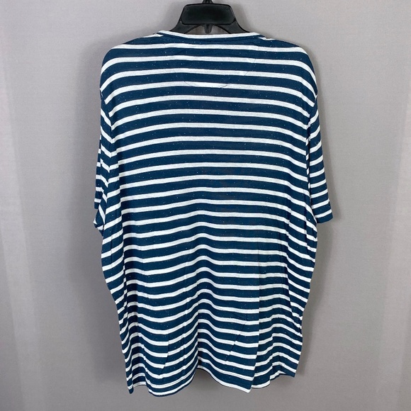 Michael Kors Mens Striped V Neck Tee Shirt in Speckled Navy Size XL - Picture 3 of 5